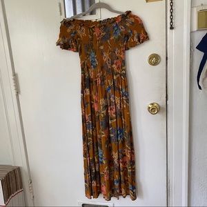 Urban Outfitters Floral MIDI Off Shoulder Dress